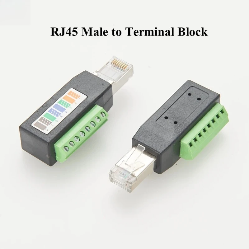 

RJ45 Screw Terminal Connector RJ45 Solderless Male Plug To 8-Pin Terminal Block Adapter for Ethernet Cat5 /6/7 AV CCTV