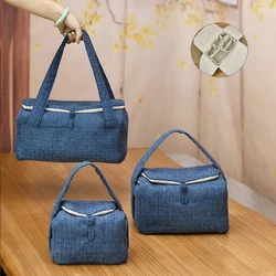 Chinese Handbag Inner Adjustable Free Tea Cup Bags, Car Carrying Outdoor Tea Set Organizer, Thickened Tote Bag