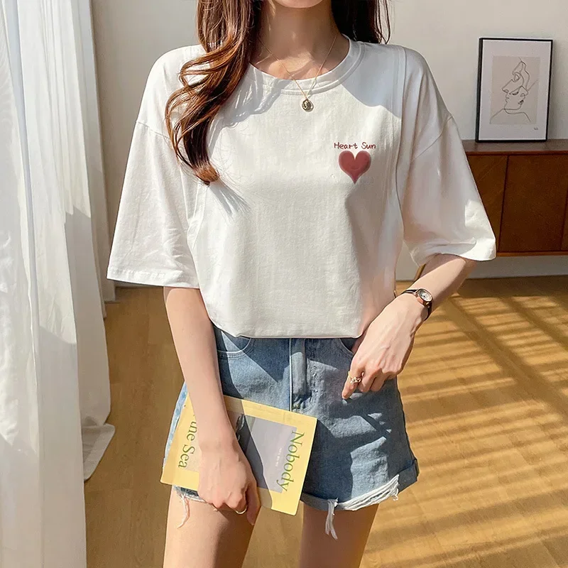 

T-shirt Short Sleeve Round Neck Summer Clothing Fashion Personality Graphic T Shirts Aesthetic Clothes Vintage Women Clothing