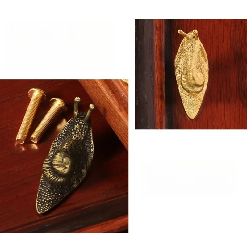 Nordic Solid Brass Snail Knobs and Handles for Drawers Individual Creativity Golden Knobs for Furniture