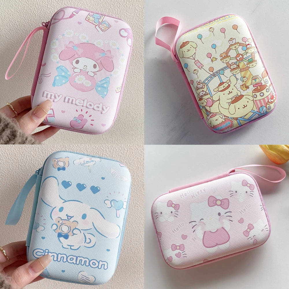 9.5x13.5cm Earphone Box For Airpods USB Cable Headset Storage Case Kitty Cinnamoroll Kuromi Melody Pochacco Winnie Zipper Bag