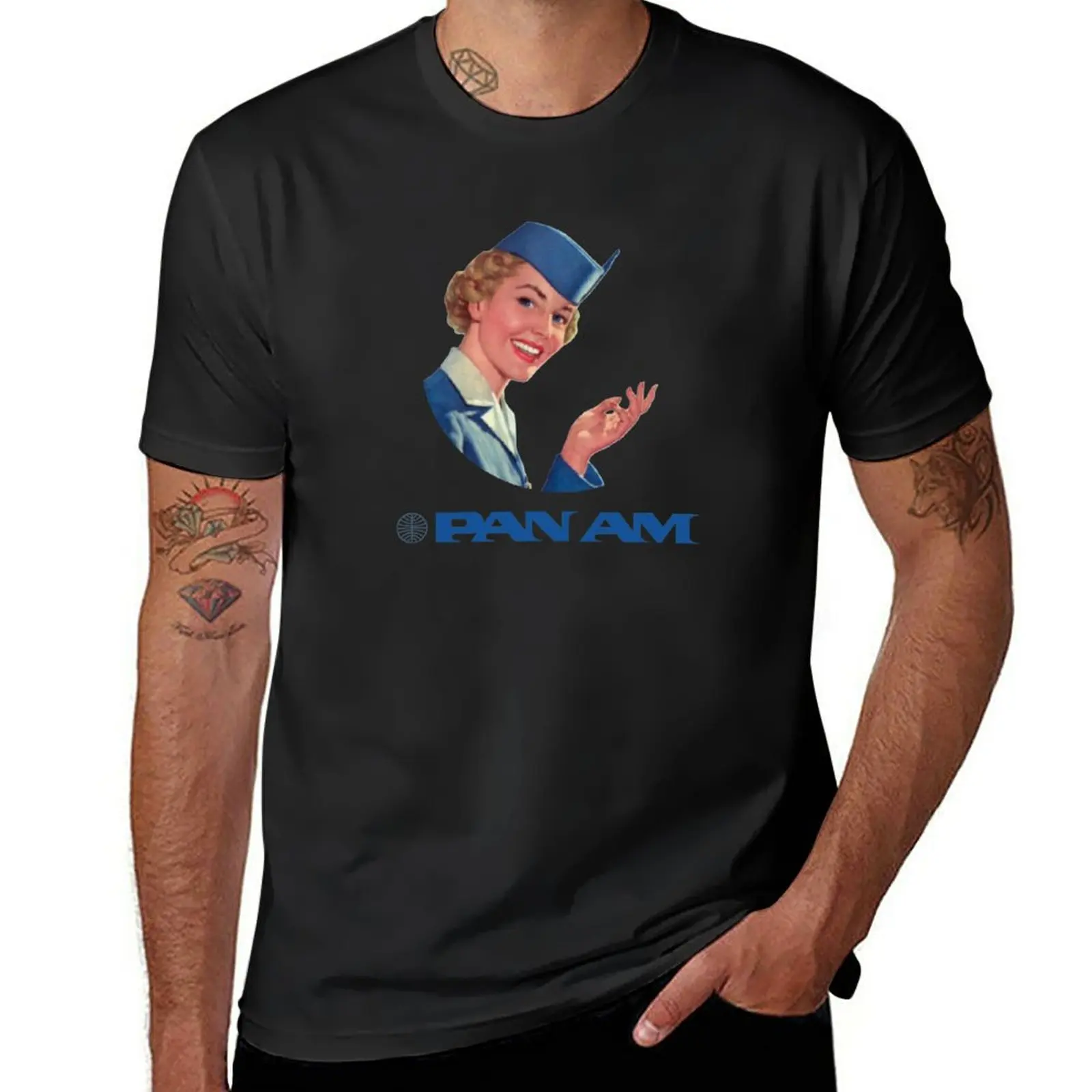 

New PAN AM AIRLINES - VINTAGE - VINTAGE STYLE - LOGO PAN AM T-Shirt quick-drying t-shirt korean fashion tshirts for men