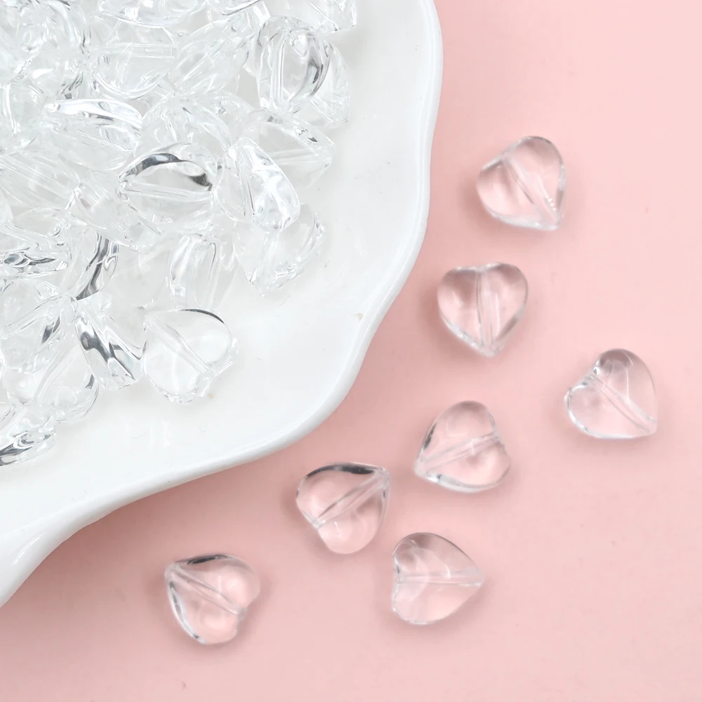 30/60/100pcs 8mm Clear Transparent Heart Shape Czech Lampwork Glass Crystal Beads for DIY Jewelry Making Necklace Bracelet Craft