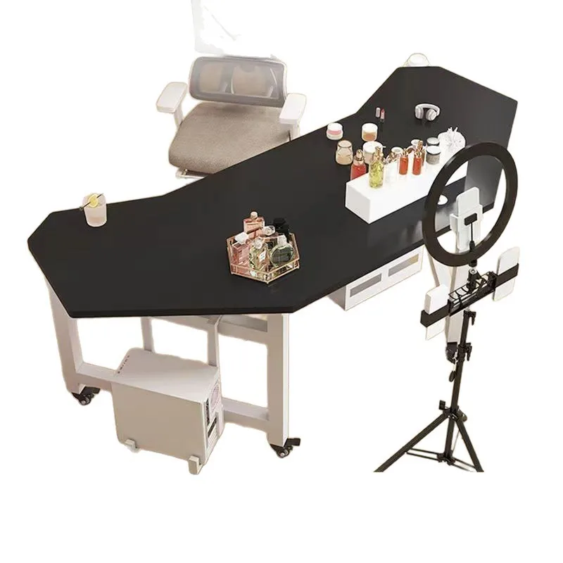 Desk with goods live streaming host table removable computer desk live streaming host desk display rotating live broadcast