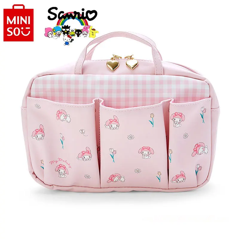 MINISO tas tangan wanita, tas Makeup modis kualitas tinggi kartun kapasitas besar Multi fungsi