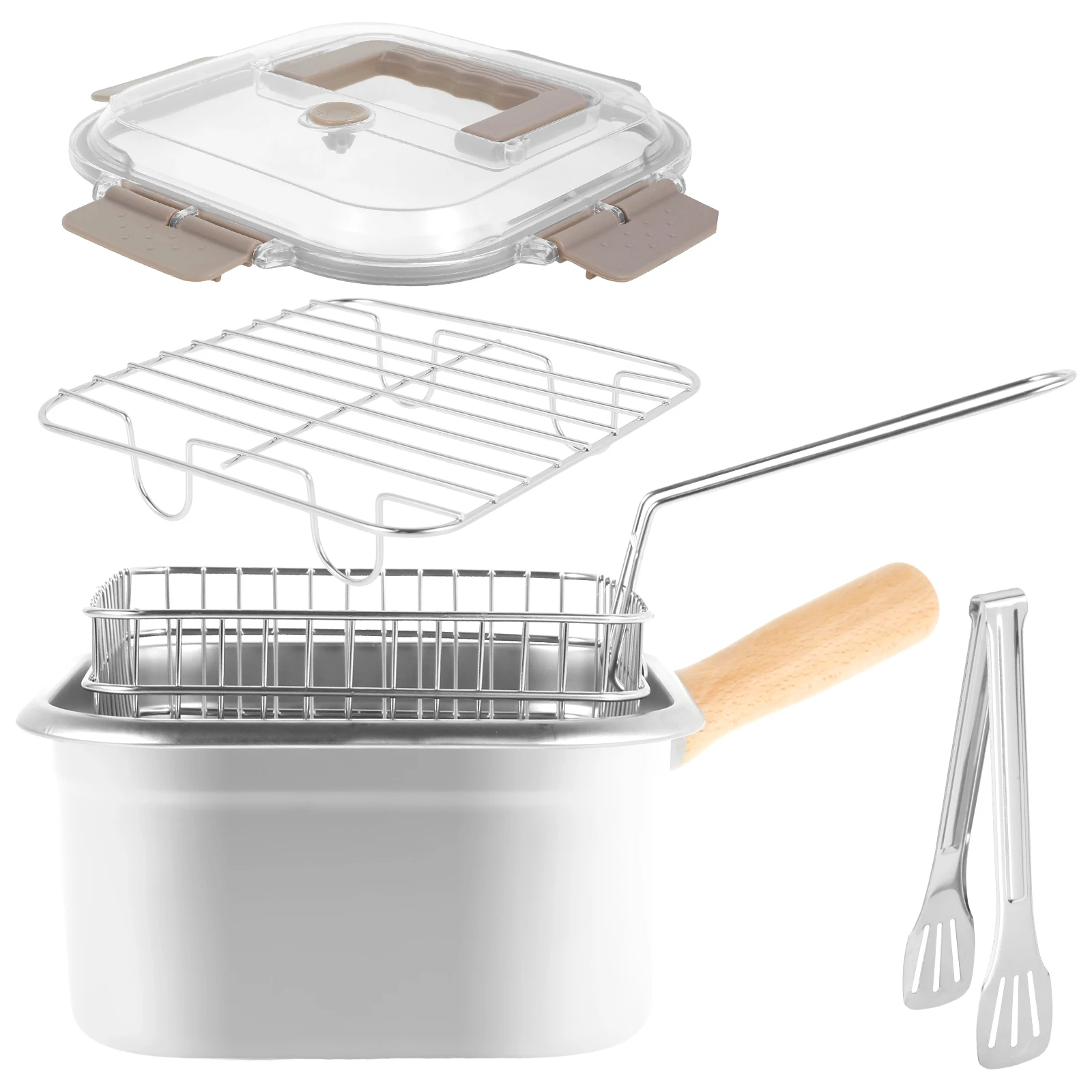 

Многофункциональная фритюрница, сковорода из нержавеющей стали с корзиной и ручкой, портативные квадратные сковороды для кухни