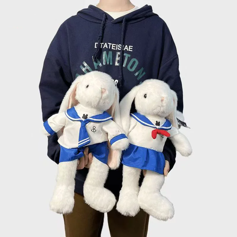 Kawaii 35 سنتيمتر لوب أرنب لينة محشوة لطيف الأرنب فستان دمية على شكل حيوان ملحق يمكن تغيير الملابس للأطفال الفتيات الهدايا ديكور