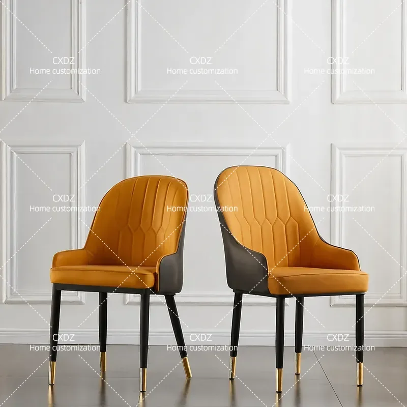 Nordic Light Luxury Dining Chair Metal Frame Soft Upholstered Backrest Comfortable Seat for Home Restaurant Hotel Leisure Use