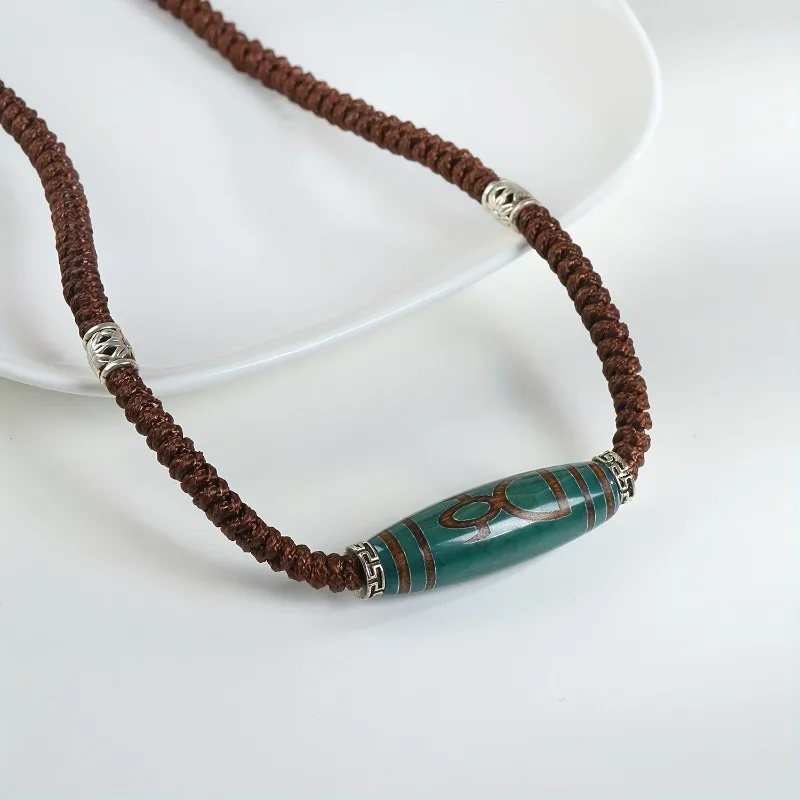

Vintage Tibetan Agate Dzi Bead Necklace, Fashionable Versatile Accessories, Pendant Necklace Jewelry