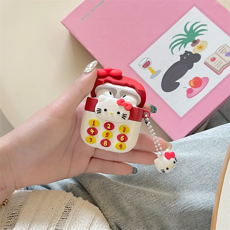 Hello Kitty Red Mobile Phone Shockproof Protective Earphone Silicone Cover For Airpods Pro 2/Airpods Pro/Airpod 1/2/3 Case Funda