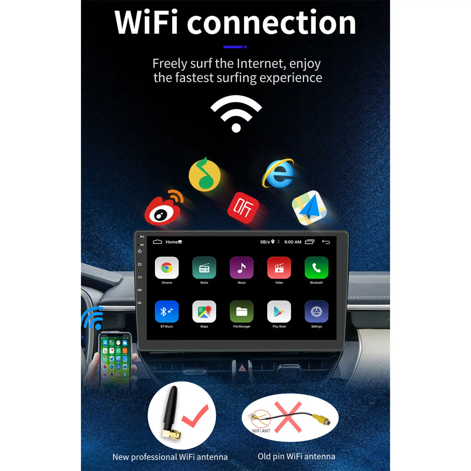 1 قطعة 2-Din أندرويد 10.1 راديو السيارة 1 + 16 جيجابايت 9 بوصة تعمل باللمس لتحديد المواقع بلوتوث 2.4 جيجا هرتز واي فاي S-9090 لأجزاء كاميرا الرؤية الخلفية YD7388 #5