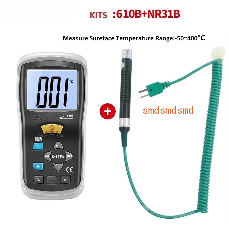 

DT‑610B High Accuracy High Temperature -50~1300℃ Thermometer Electronic Thermocouple Thermometer with Probe