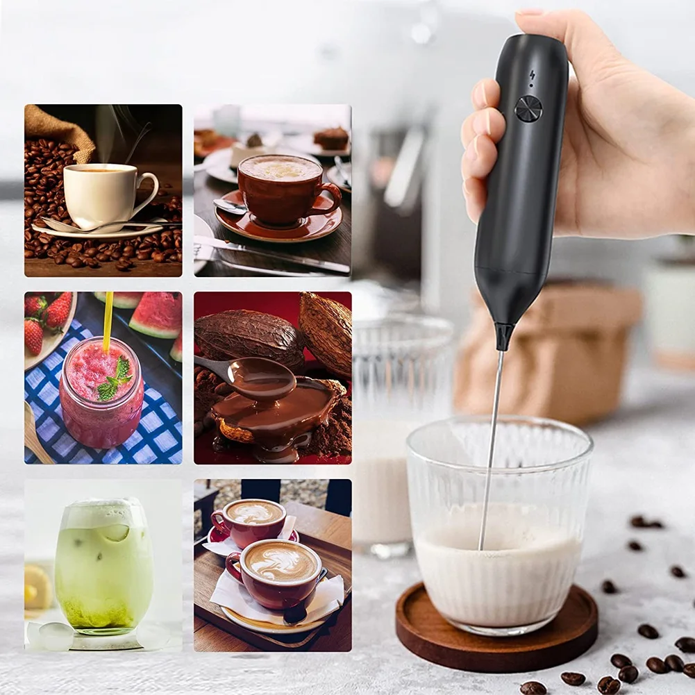 Milk Frother Updated Models Electric Frother for Coffee, with Built-In Lithium Battery for Bulletproof Coffee,Cappuccino