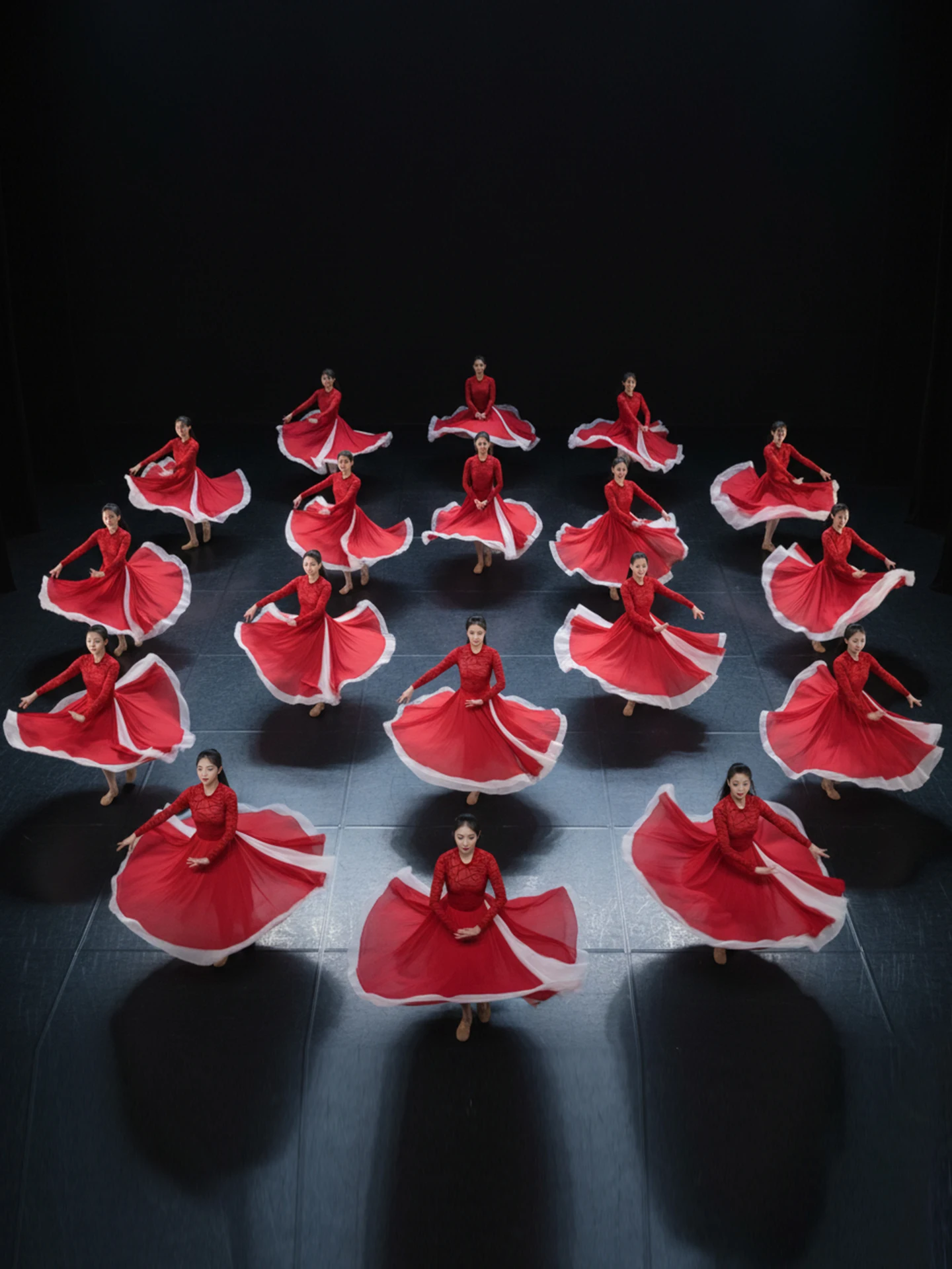 

Red Classical Dance Costume by Jinchen Large Skirt Performance Outfit Women's Ethnic Tang Suit Stage Costume Polyester Fiber