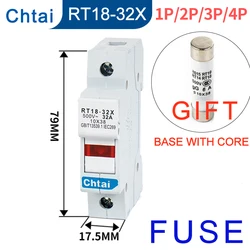 RT18-32X 1/2/3/4P 2/3/4/5/6/8/10/16/20/25/32A Din Rail mounting  Fuse Holders Fuse Holder Base Pole for 10x38mm  AC690V  500V