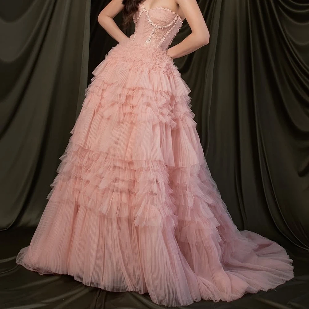 

Вечерние платья русалки по индивидуальному заказу длиной до пола, без бретелек, без рукавов, платье для выпускного вечера, модное простое многоуровневое драпированное вечернее платье с блестками