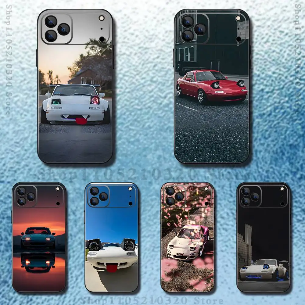 

Cute M-Miata M-Mx5 Red Car Phone Case For iPhone 17,16,15,14,13,12,Pro,Max,Plus,E,SE4,Air,Mini Black Soft Box