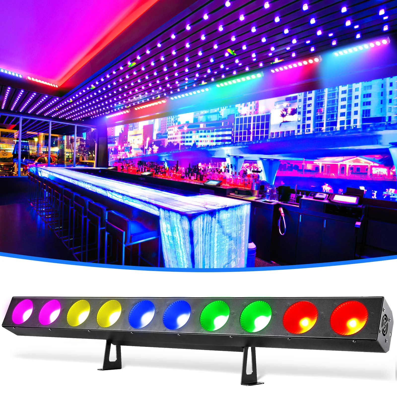 

DayFlicker 120W Wall Washer Light 10 Pcs COB RGBW Lamp Beads Matrix Stage Effect DMX512 Voice Control For KTV Bar DJ Disco Party