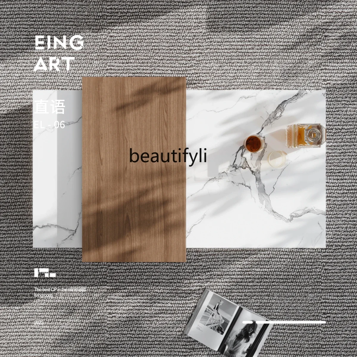 a13 Italian Minimalist Designer Sample Room Stone Plate Coffee Table Light Luxury Modern Large Flat Floor High-End Feeling