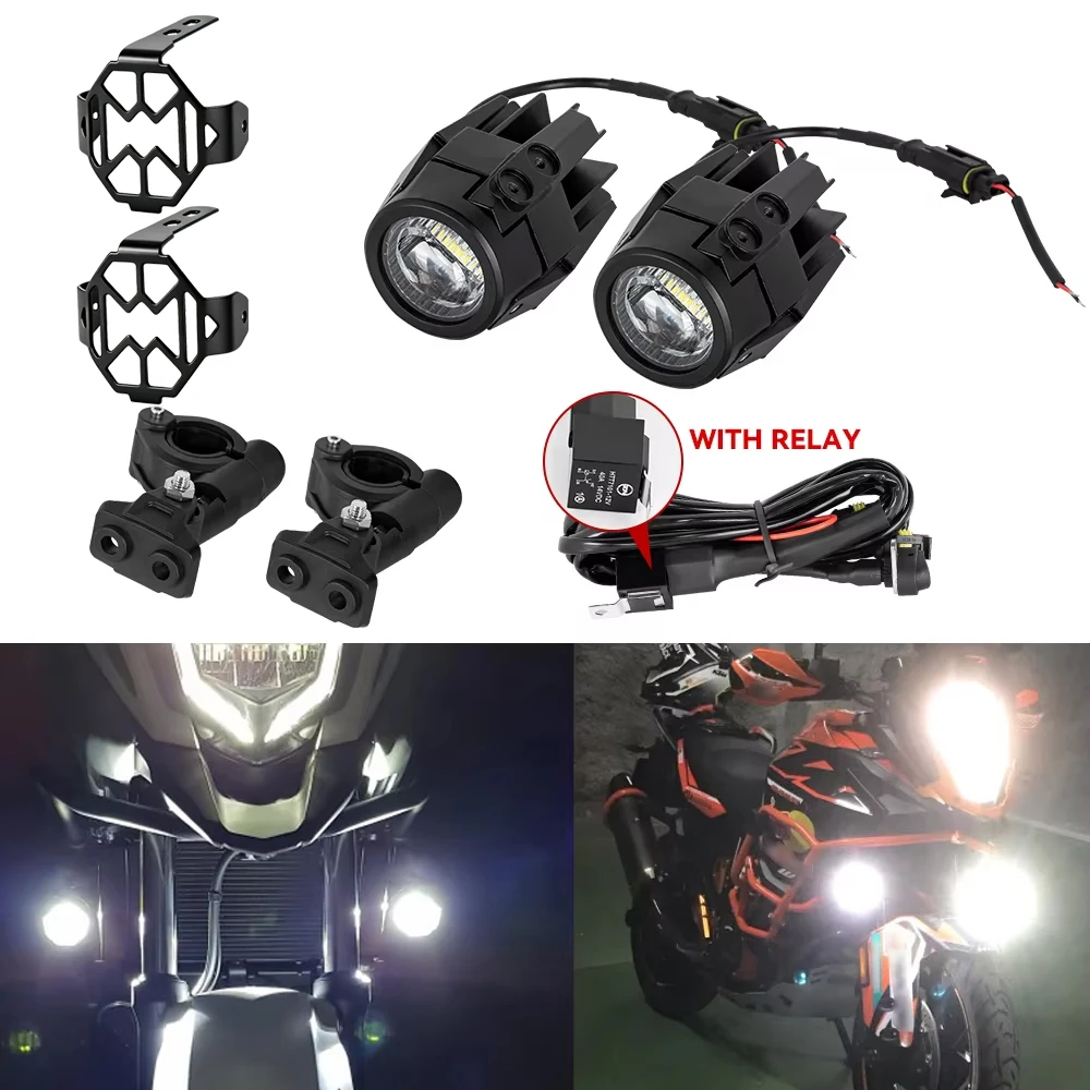 Auxiliary Lights LED Spot Driving Fog Lights for R1200GS F800GS K1600 Universal Motorcycle 40W 6000K Fog Lamps