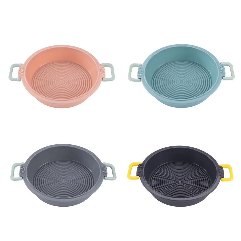 New home two-color round air fryer silicone baking pan Round home pizza cake baking mold easy to release kitchen tools