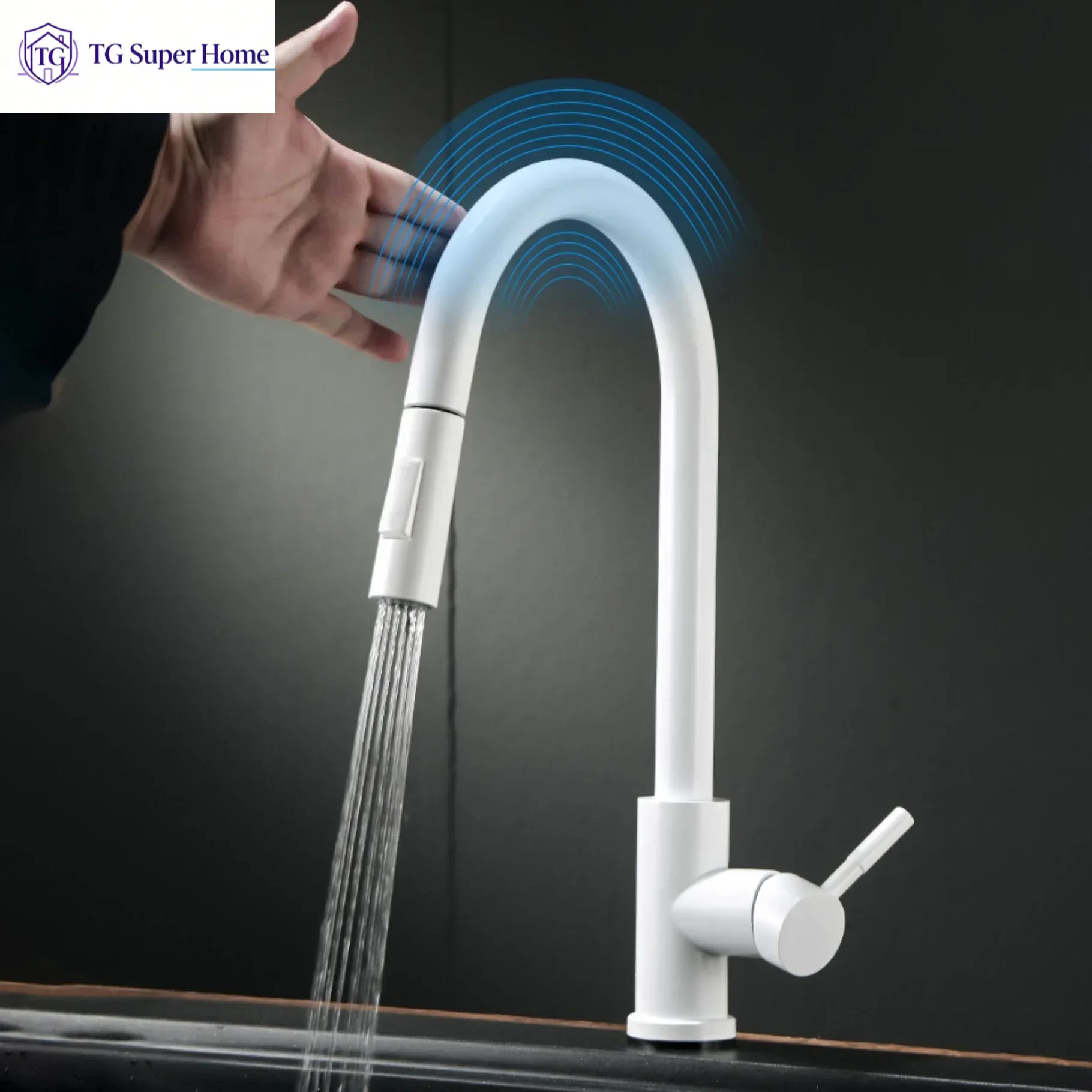 Smart Touch Sensor Kitchen Sink Faucet Brushed Nickel Pull Down Sprayer Hot Cold Mixer Tap Modern Kitchen Fixture Faucets