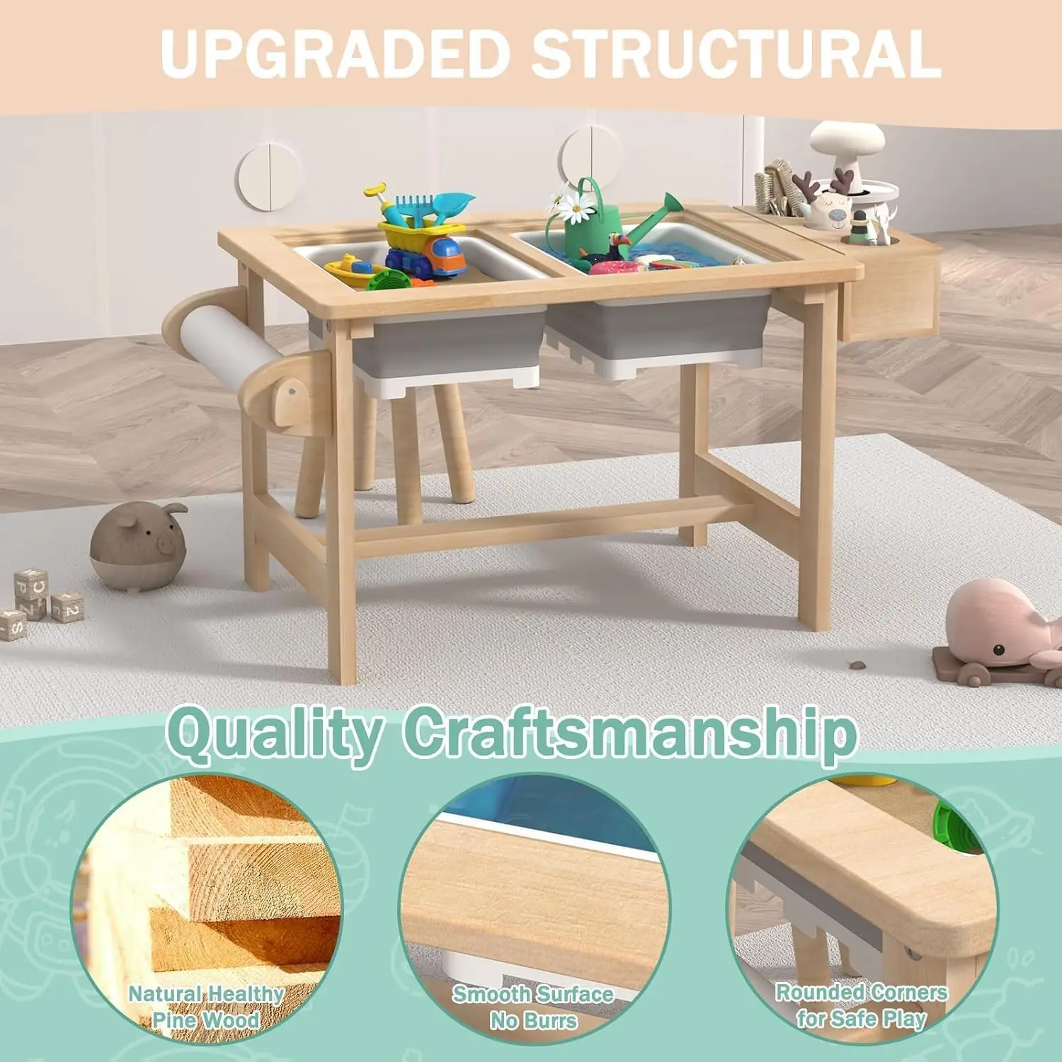 طاولة حسية للأطفال الصغار ، لوح على الوجهين ، طاولة بن للأطفال ، هدايا أعياد الميلاد للأولاد والبنات ، صندوقان #6