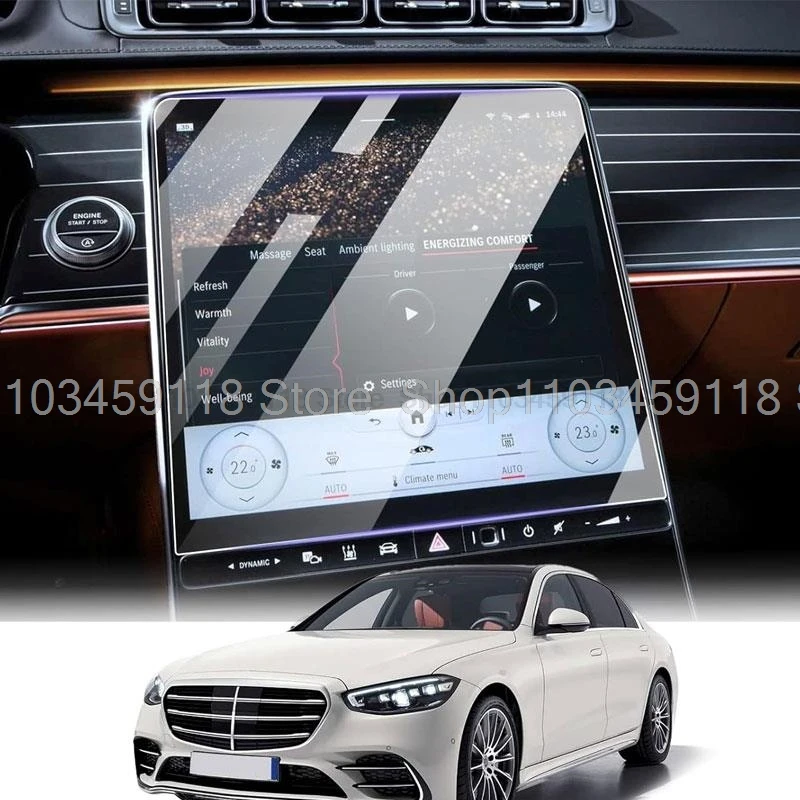 Tempered Glass Screen Protector Film For Mercedes Benz S-Class W223 2021 2022 2023 12.8 Inch Car navigation anti-scratch fitting