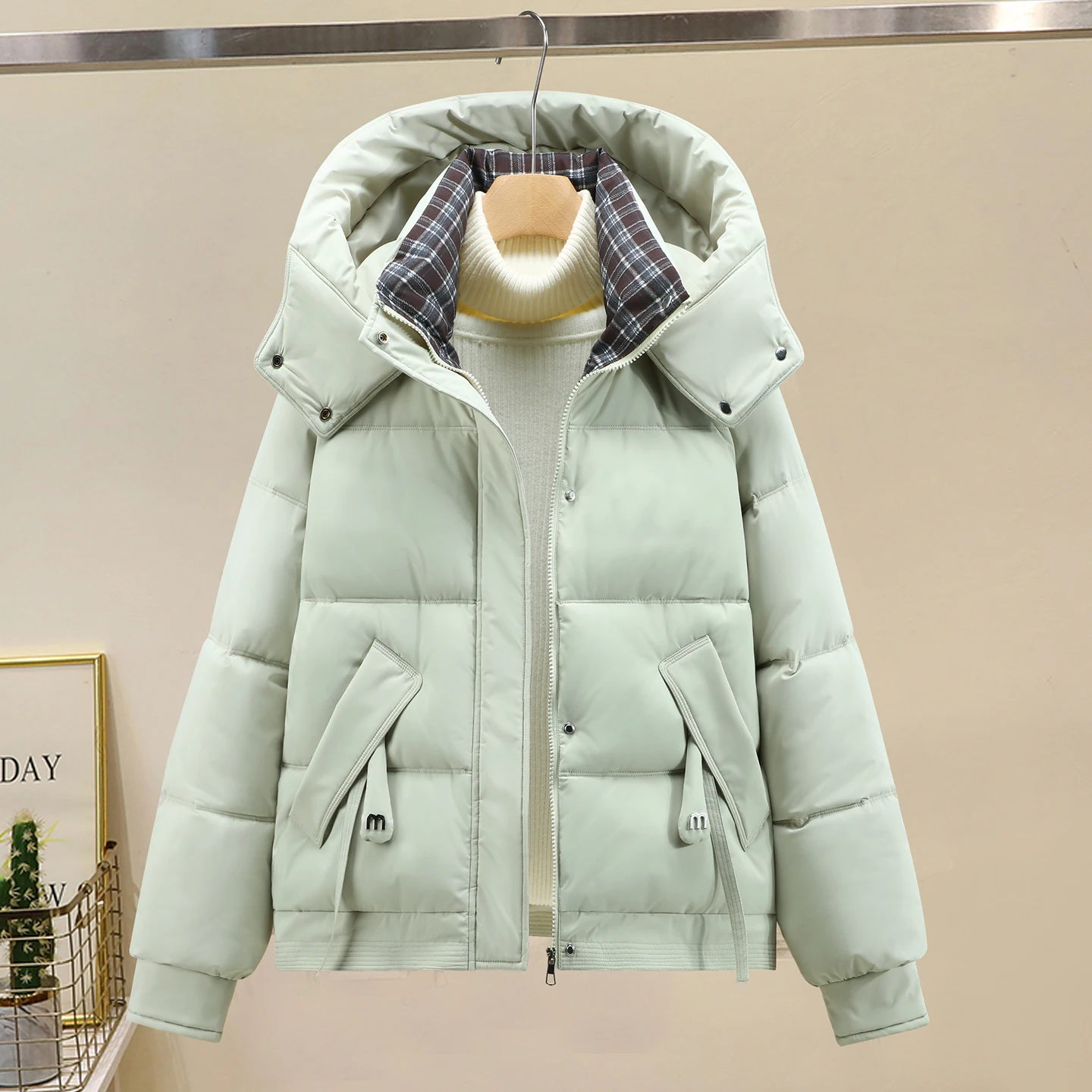 

Faionable Thiened ort Cotton Jaet Women's Detachable Cap Coat Loose Fit Korean Sle Winter Outerwear Coat