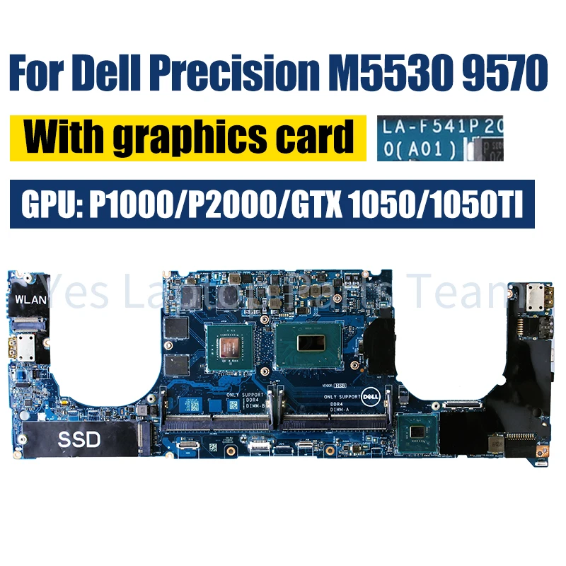 LA-F541P لأجهزة الكمبيوتر المحمول Dell Precision M5530 9570 اللوحة الرئيسية 0YYW9X 0KMYJT 09CHJ6 0YYW9X دفتر E-2176M i5 i9 اللوحة الأم 8th