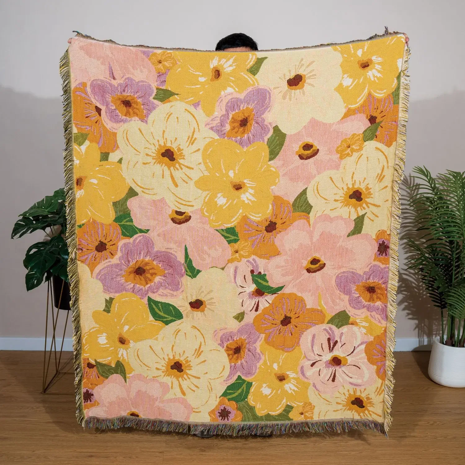Summer Floral Blanket For Bed Cover Knitted Sofa Throw Blanket Plaid Sofa Cover Camping Blankets Travel Outdoor Picnic Mat