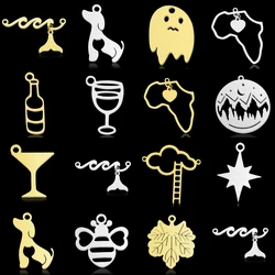 10pcs/lot 316 Stainless Steel Dog Bee Africa Map Ghost DIY Charm Pendant for Necklace Making Wholesale Waterproof