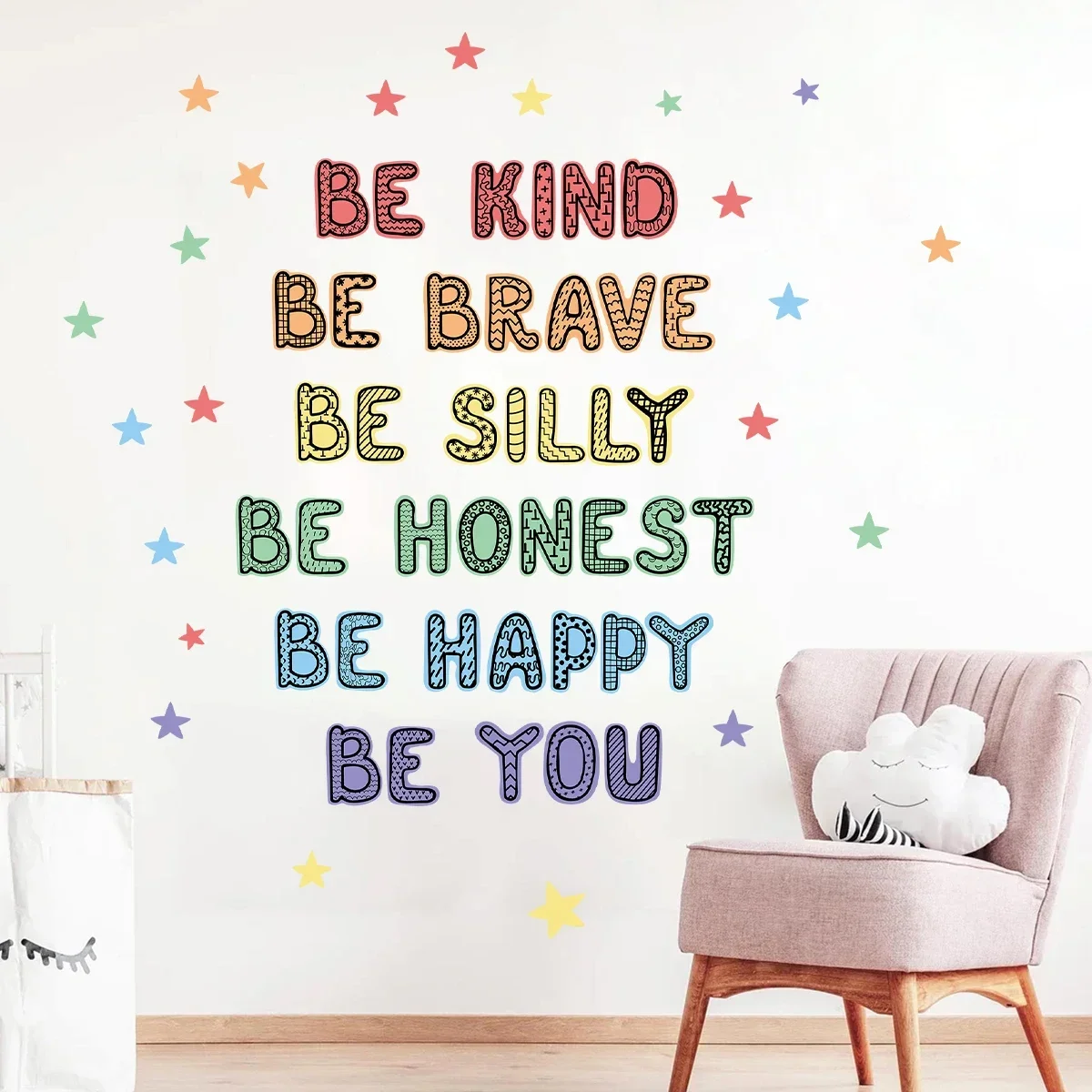 1Pc Cartoon Star Colorful Text Wall Sticker for Kids Room Decor Baby Bedroom Decoration Study Living Room Wall Decals Home Art