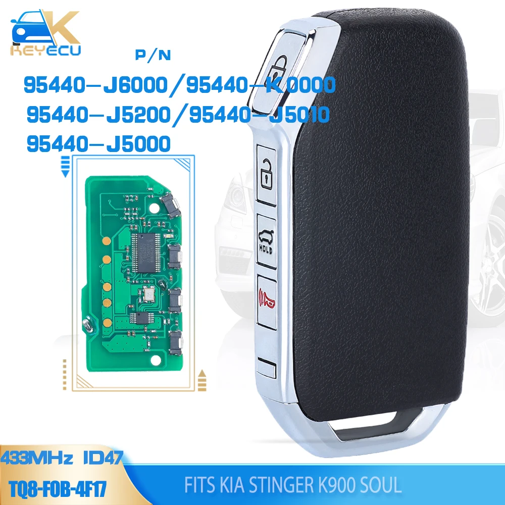 KEYECU 95440-J5000, 95440-J6000,95440-K0000,95440-J5200,95440-J5010 Smart Remote Key FSK 434MHz ID47 for KIA Stinger K900 SOUL