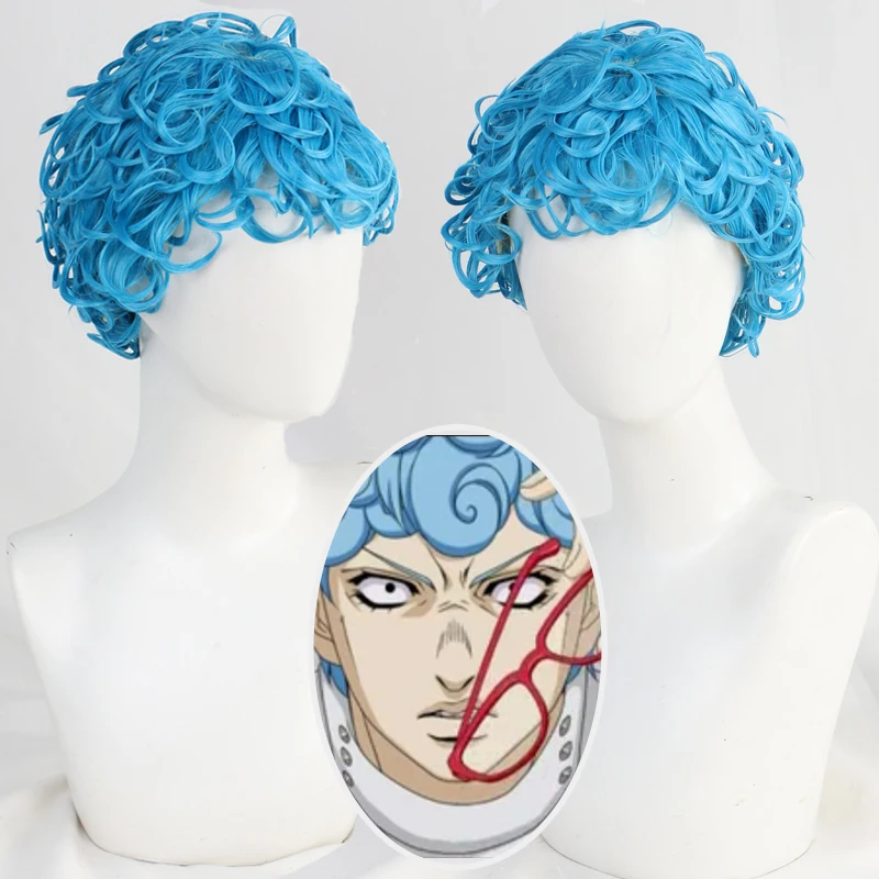 

Аниме JOJO Ghiaccio Cos, парик для косплея, реквизит для Хэллоуина, карнавала, вечеринки, синтетические волосы, термостойкое волокно + шапочка для парика