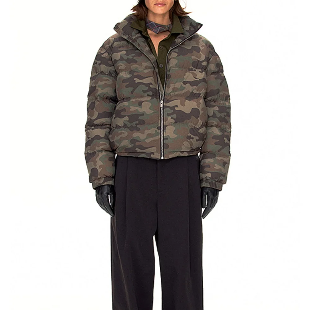 

2025 Women's Winter Camouflage Down Jacket, PU Coating, Printed, Lightweight Down Jacket, Y2K New, High-Quality Coat bra