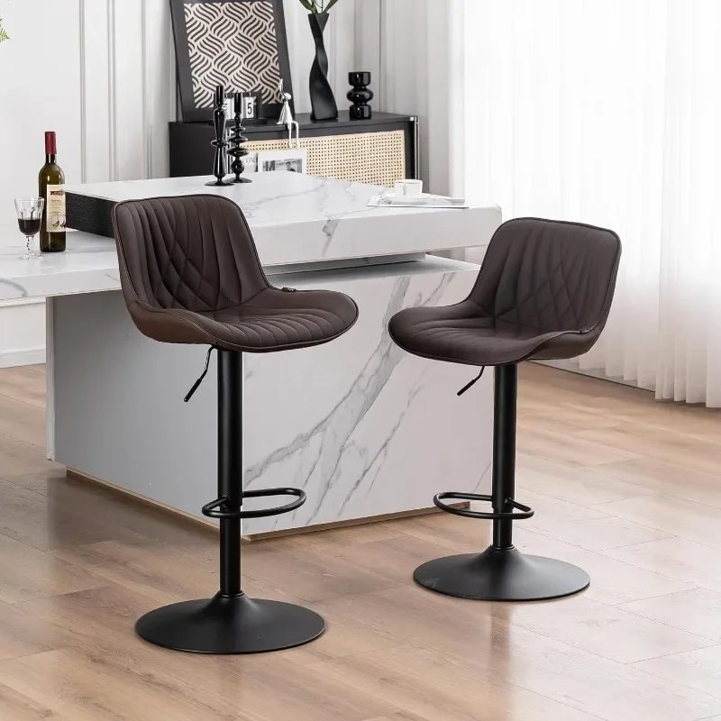 

YOUTASTE Adjustable Swivel Modern Barstools Luxury Upholstered Faux Leather Bar Stool Counter Height Metal Chairs with Back