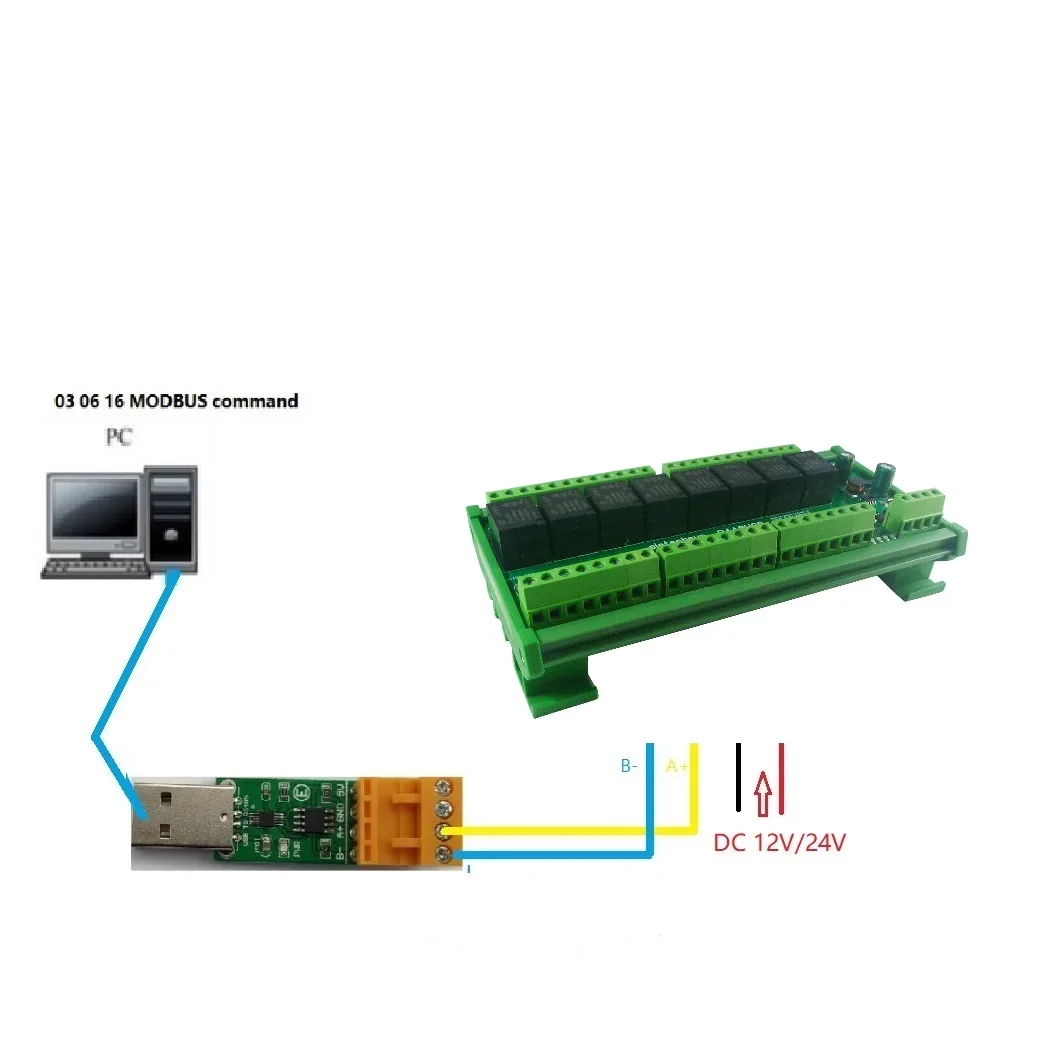 R4A8H08 8DO 4DI 8AI RS485 Modbus RTU Relay Module PLC IO Expanding Board 4-20MA 0-10V Current Voltage Collector R4A8H08