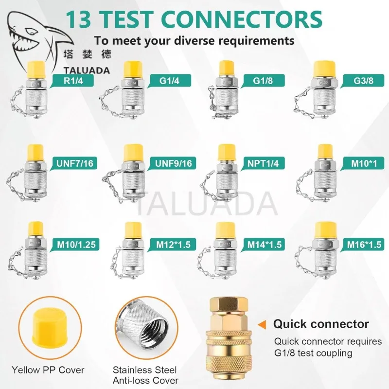 Hydraulic Pressure Test Kit Excavator Hydraulic Test Gauge Set with Carryingcase For Excavator 870/1400/3500/5800/8700Psi