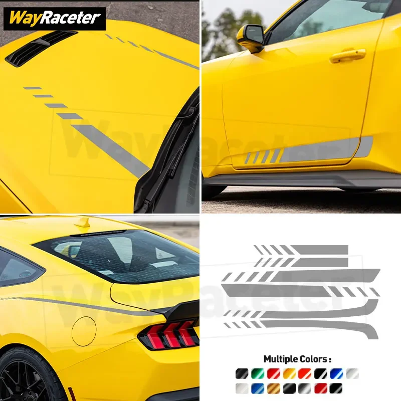 Carbon Fiber Vinyl Body Kit Decal Hood Trunk Side Stripe Rocket Panel Sticker For Mustang RTR 2026 Dark Horse GT 5.0 Shelby