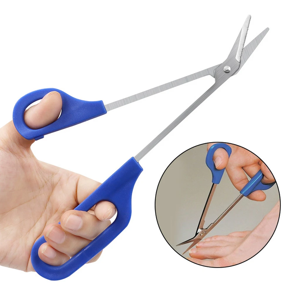 Long Handle Toenail Scissor Angled Blades Nail Clippers Stainless Steel Thick Ingrown Nail Scissors Nail Care Tool for Men Women