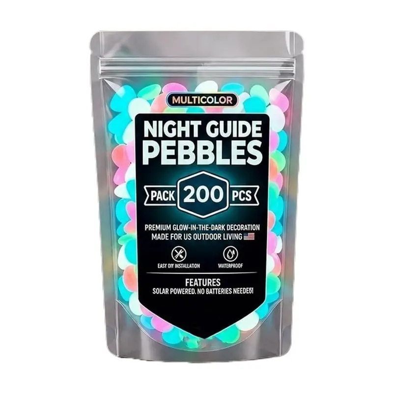 A03F-Pebble Resin Stones Luminous-Glow In The Dark-Colorful 400 PCS For Garden Landscaping Walkway Aquarium Yard Decoration