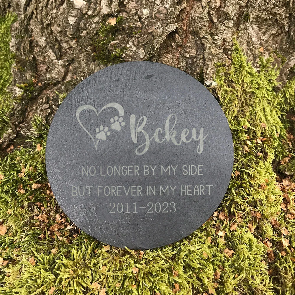 Engraved Pet Memorial Stone Slate for Garden Pet Remembrance Gift Personalised Dogs Grave Stone with Name Dog Loss Gifts