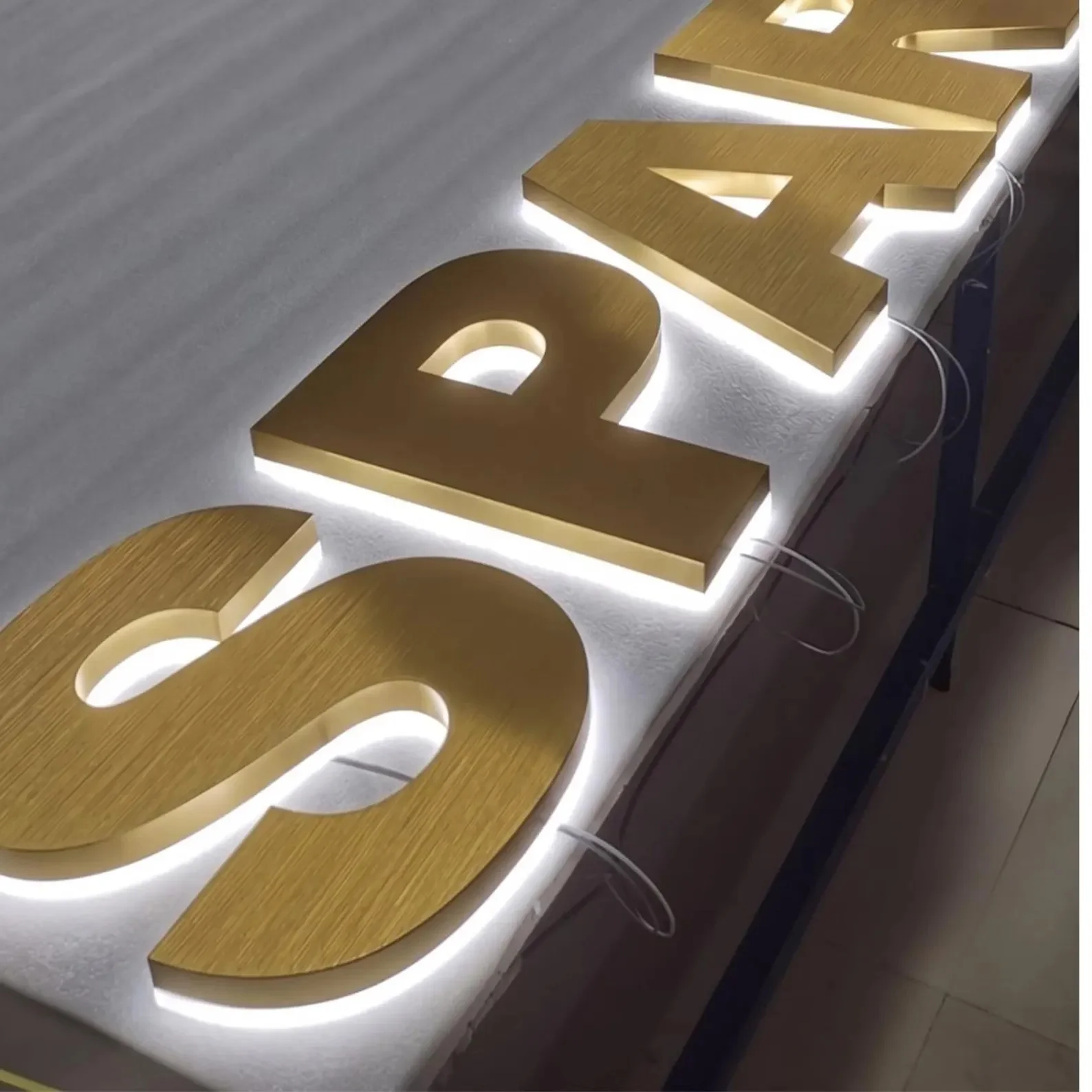 Custom 3D Metal Backlit Sign, Halo Lit Business Logo Sign, LED Storefront Office Reception Signs