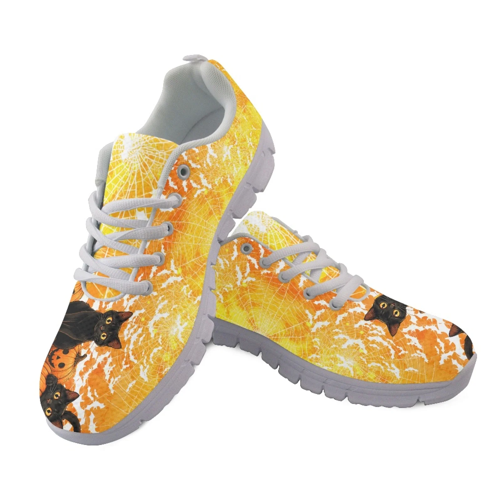 Coloranimal Black Cat Pumpkin 2026 New Running Shoes Women Running Walking Shoes Lace-up Athletic Shoes for Womens