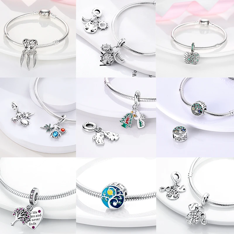 925 Sterling Silber Lebensbaum Anhänger Familie Unendlichkeit Herz CZ Zirkon Perle Passend für Original Armband DIY Schmuck Geschenk für Frauen – Detail 3