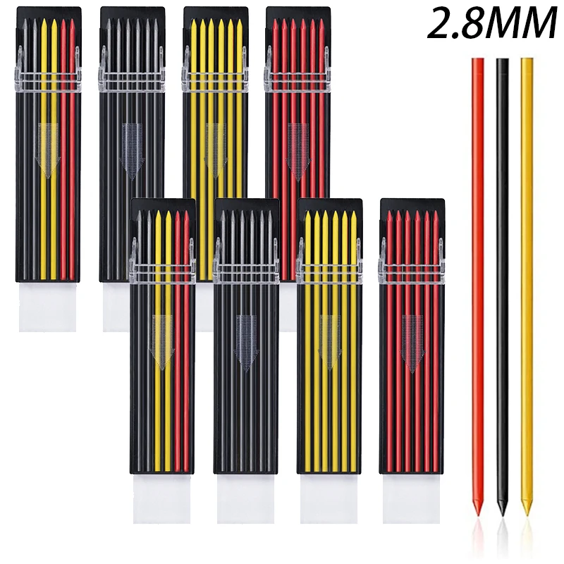 

6Pcs/Box 2.8mm Colors Mechanical Pencil Refill 2B Erasable Colorful Leads Art Painting Drawing Tools Students Stationery