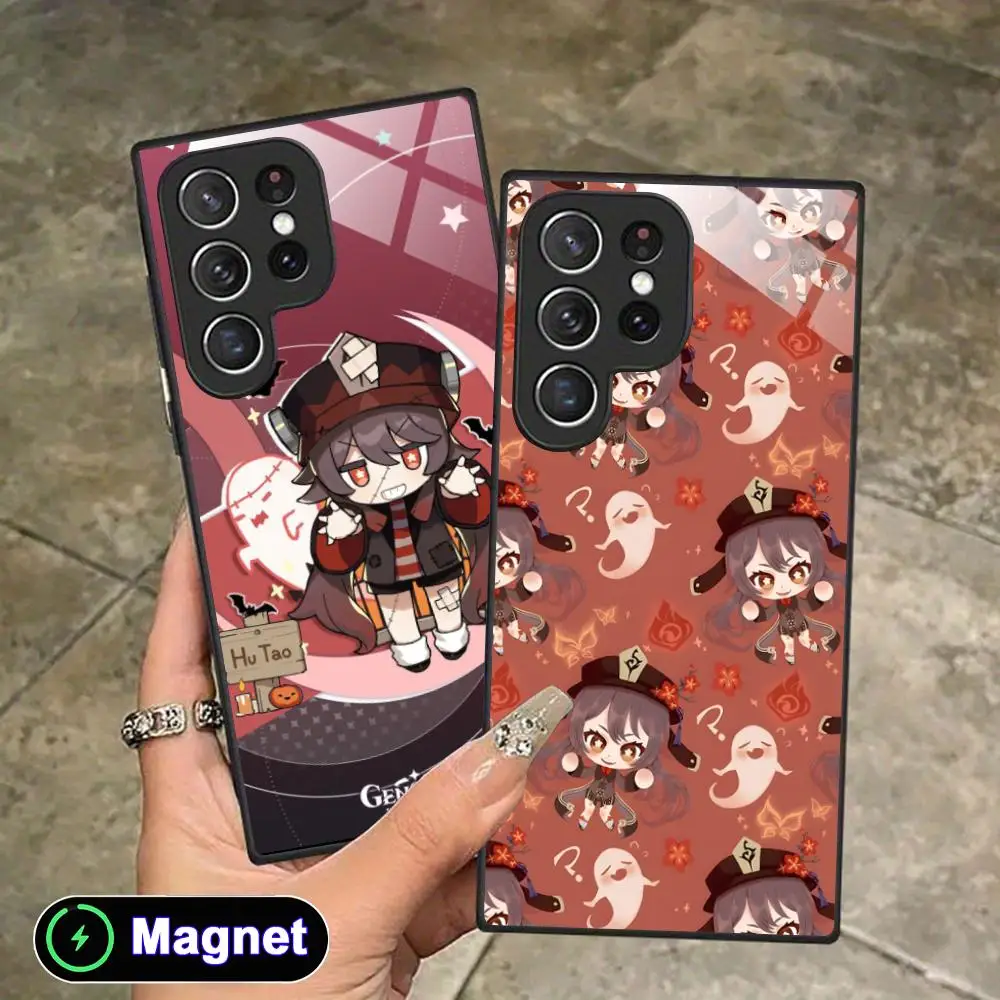 Game GI HuTao Phone Case for Samsung Galaxy S26 S25 S24 S23 S22 S21 S20 Note20 Plus FE Ultra Glass Magnet Cover