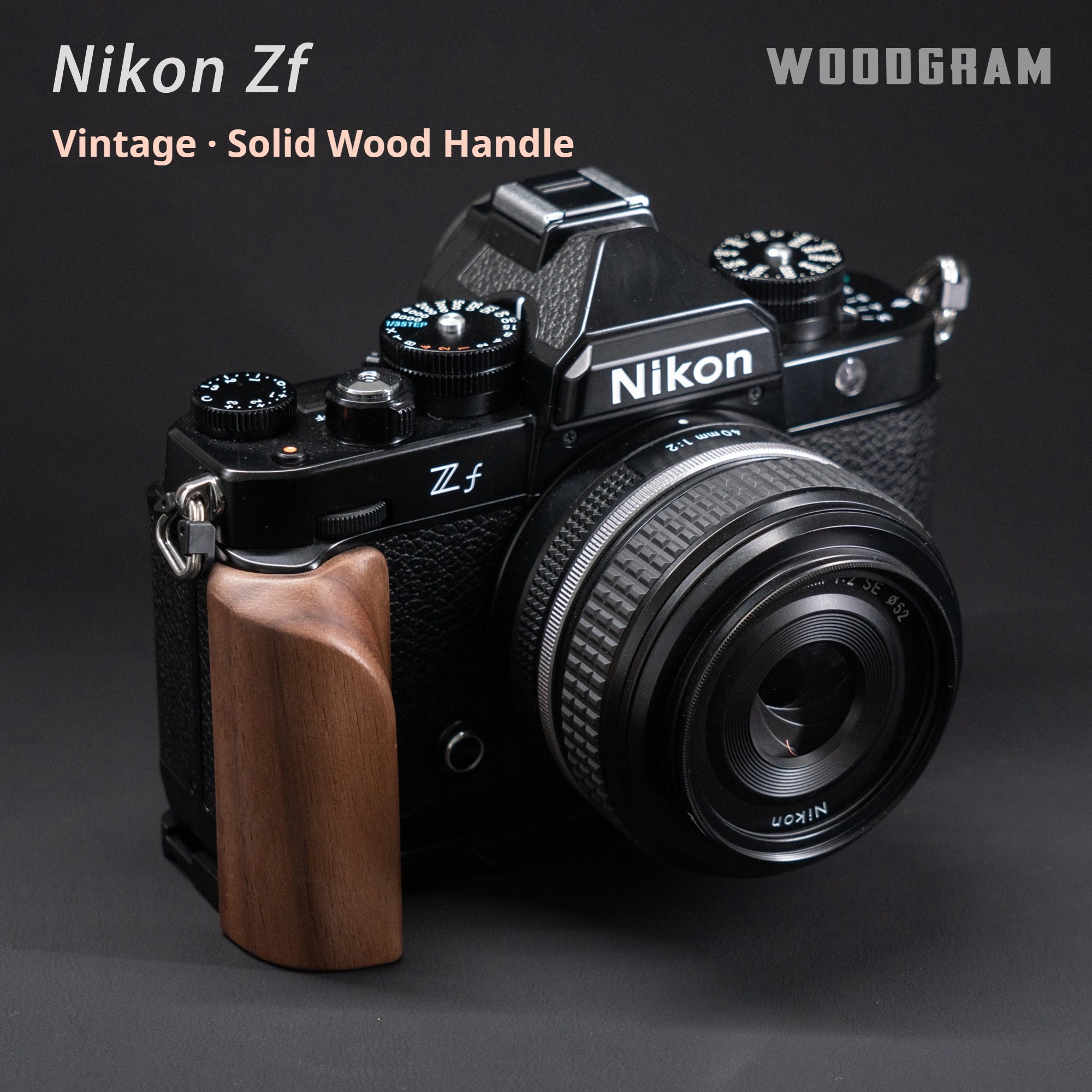 WOODGRAM Walnut Wood/Ebony Base For Nikon Zf Retro Photography Handle L-shaped Handle With Quick Loading Board For Photography