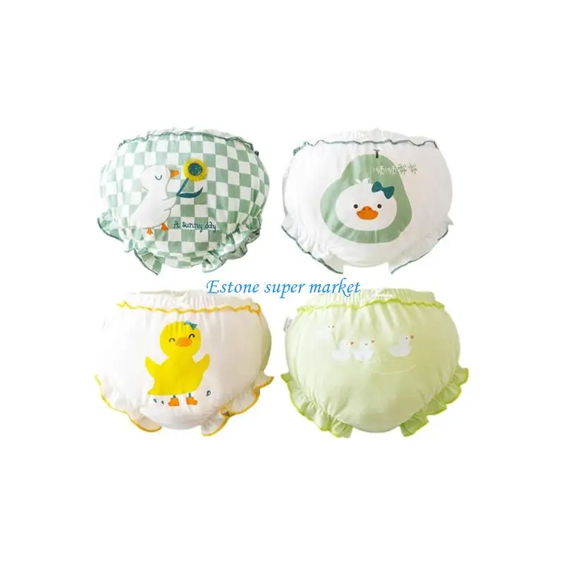

090B 4Pcs Kids Cotton Briefs For Girls 6 Month to 7 Year Not Binding Design Moisture Wicking Fabric Daily Comfort